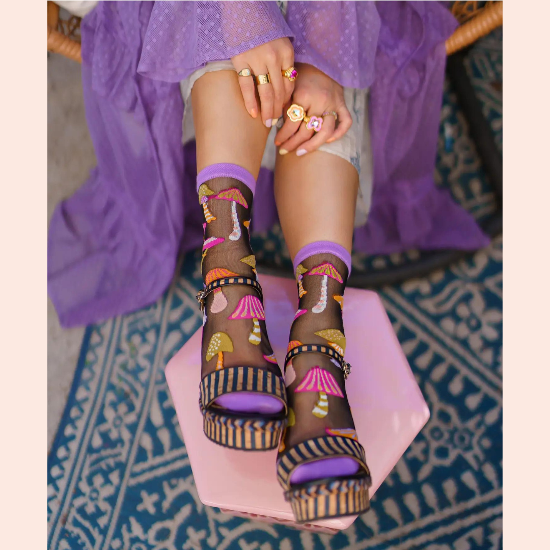 Sheer Floral Socks Wildly Floral Co
